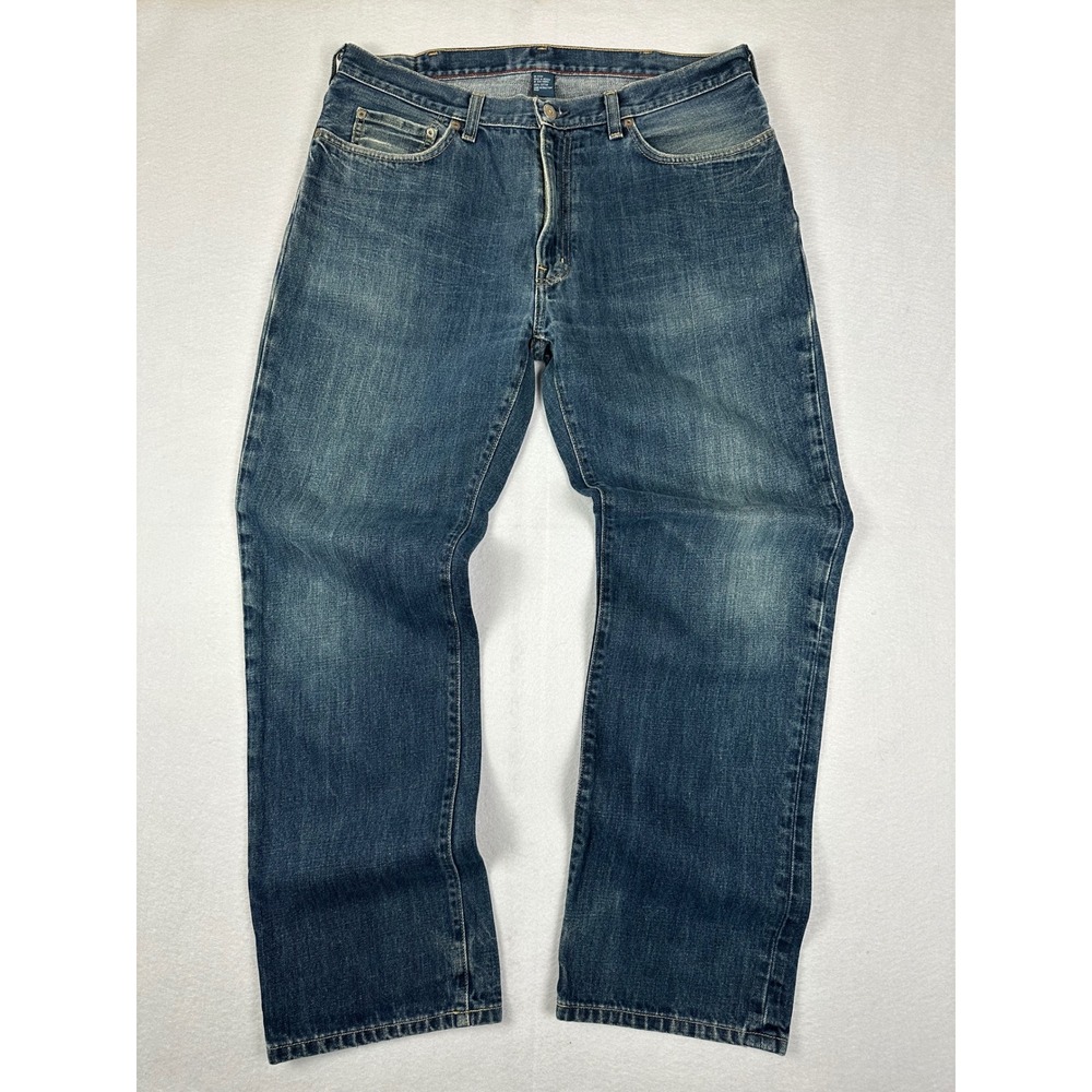 Polo Ralph Lauren Mens Blue Denim Straight Leg Jeans 36x32 Blue Wash 100% Cotton
